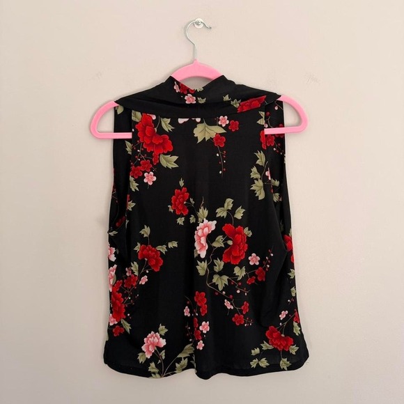 Y2K BLACK CDW FLORAL HIGH NECK TOP - Picture 6 of 6